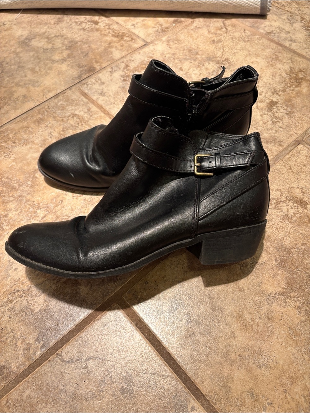 American Eagle Outfitters Black Ankle Booties with Buckle Strap